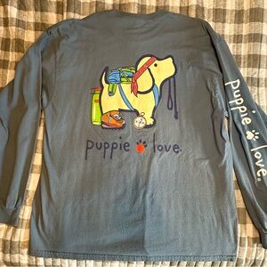 Puppie Love Blue Adventure Dog Long Sleeve Tee